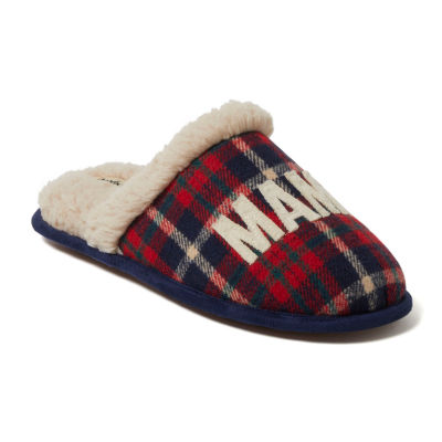 Dearfoams Mama Bear Plaid Scuff Womens Slip-On Slippers