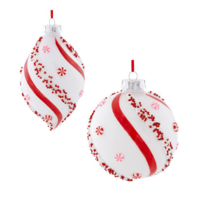 North Pole Trading Co. Peppermint Ball And Finial Set 2-pc. Christmas Ornament