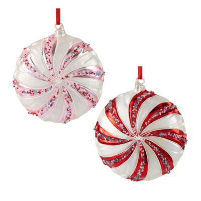 North Pole Trading Co. Large Peppermint Set 2-pc. Christmas Ornament