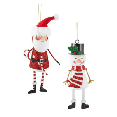 North Pole Trading Co. Santa And Snowman Dangle Legs Set 2-pc. Christmas Ornament