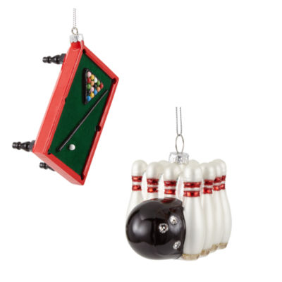 North Pole Trading Co. Pool And Bowling Set 2-pc. Christmas Ornament