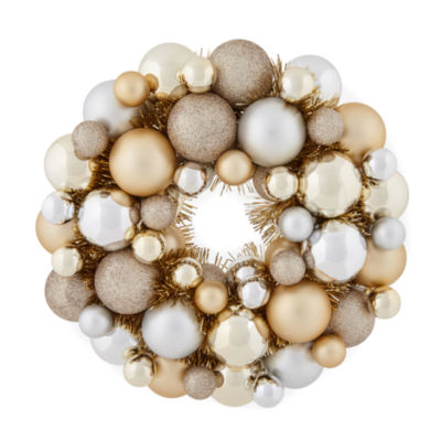 North Pole Trading Co. Gold And Silver Ornament Mini Wreath