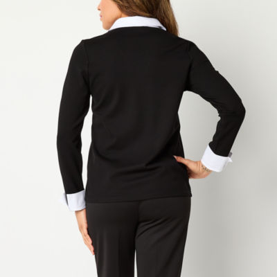 Black Label by Evan-Picone Womens Long Sleeve Blouse