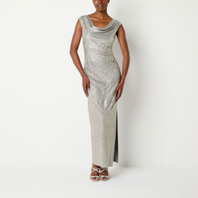 Connected Apparel Metallic Womens Sleeveless Evening Gown