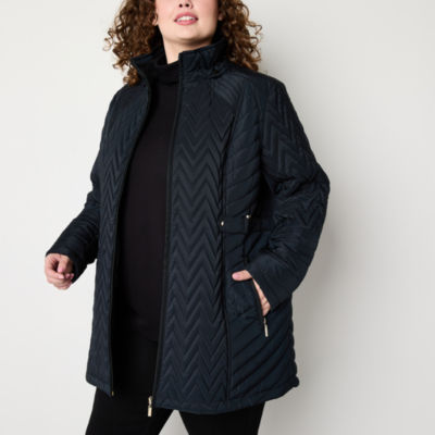 Miss Gallery Womens Plus Removable Hood Midweight Quilted Jacket