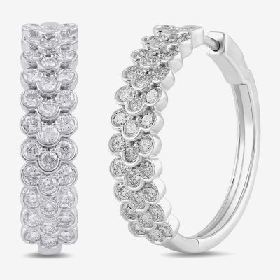 2 CT. T.W. Lab Grown White Diamond Sterling Silver 23.9mm Hoop Earrings
