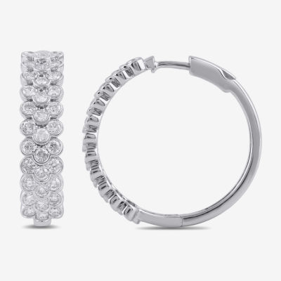 2 CT. T.W. Lab Grown White Diamond Sterling Silver 23.9mm Hoop Earrings