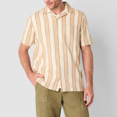 Frye and Co. Mens Regular Fit Short Sleeve Striped Button-Down Shirt