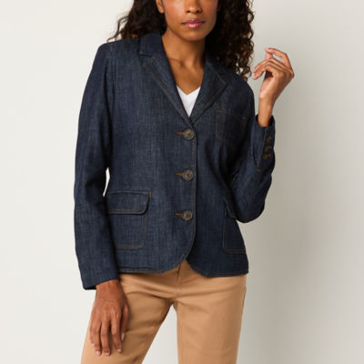 Liz Claiborne Blazer Midweight Denim Womens Work Jacket