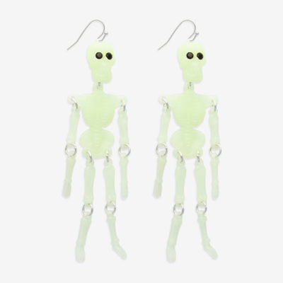 Mixit Halloween Glow Skeleton Womens Drop Earrings
