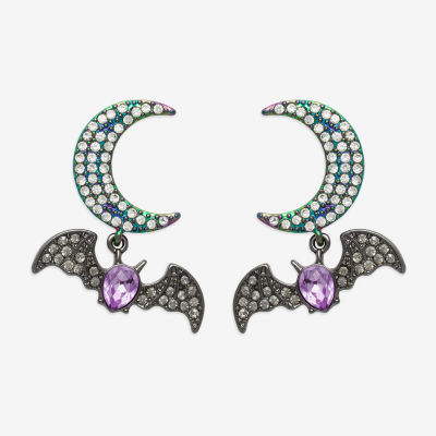 Mixit Halloween Bat Womens Moon Drop Earrings
