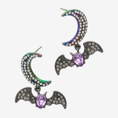 Mixit Halloween Bat Womens Moon Drop Earrings