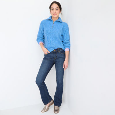 St. John's Bay Womens Long Sleeve Quarter-Zip Pullover Sweater