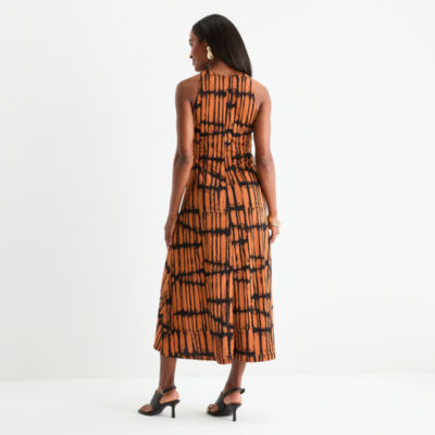 Worthington Womens Sleeveless Geometric Midi Maxi Dress