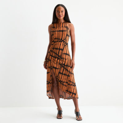 Worthington Womens Sleeveless Geometric Midi Maxi Dress