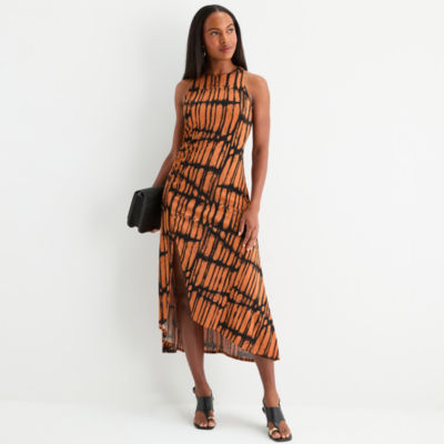 Worthington Womens Sleeveless Geometric Midi Maxi Dress