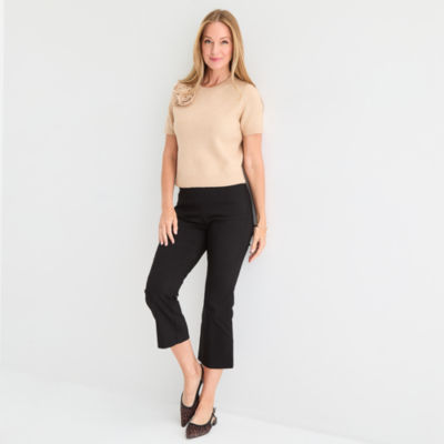 Liz Claiborne Womens Crew Neck Short Sleeve Pullover Sweater