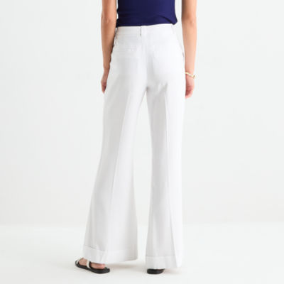 Worthington Womens Regular Fit Wide Leg Trouser