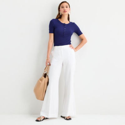 Worthington Womens Regular Fit Wide Leg Trouser