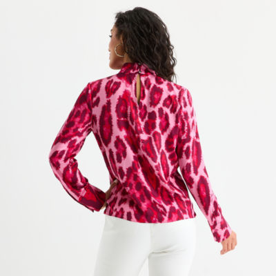 Bold Elements Womens Mock Neck Long Sleeve Wrap Shirt