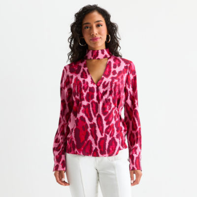 Bold Elements Womens Mock Neck Long Sleeve Wrap Shirt