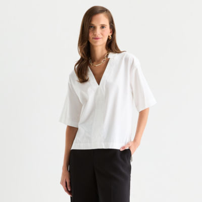 Worthington Womens Short Sleeve Blouse