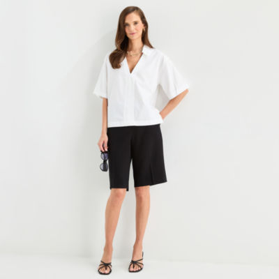 Worthington Womens Short Sleeve Blouse