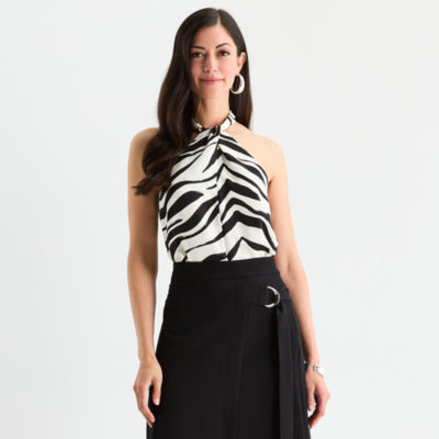 Worthington Womens Sleeveless Mock Neck Top