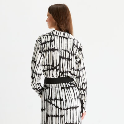 Worthington Womens Long Sleeve Satin Blouse