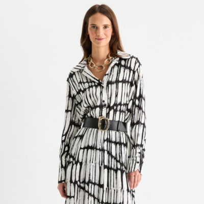 Worthington Womens Long Sleeve Satin Blouse