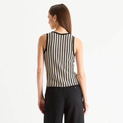 Worthington Womens Square Neck Sleeveless Pullover Sweater