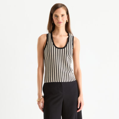 Worthington Womens Square Neck Sleeveless Pullover Sweater