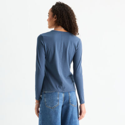 a.n.a Womens Crew Neck Long Sleeve T-Shirt