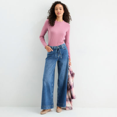 a.n.a Womens Round Neck Long Sleeve T-Shirt