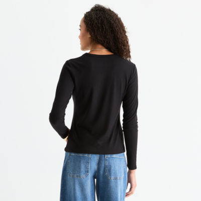 a.n.a Womens Crew Neck Long Sleeve T-Shirt