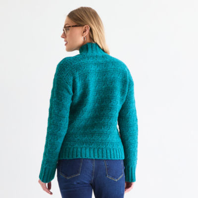 St. John's Bay Womens Mock Neck Long Sleeve Pullover Sweater