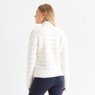 St. John's Bay Womens Mock Neck Long Sleeve Pullover Sweater