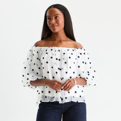 Worthington Womens Long Sleeve Blouse