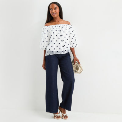 Worthington Womens Long Sleeve Blouse