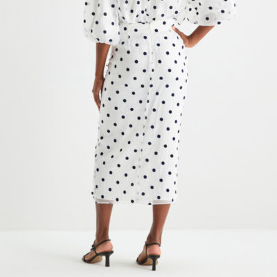 Worthington Womens Shirred Midi Skirt