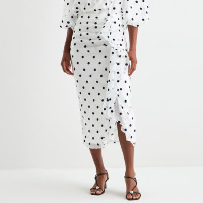 Worthington Womens Shirred Midi Skirt