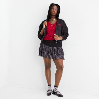 Joaquina for JCPenney Womens Long Sleeve Juniors Plus Hoodie
