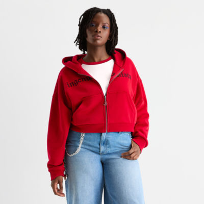 Joaquina for JCPenney Womens Long Sleeve Juniors Plus Hoodie