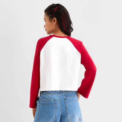Joaquina for JCPenney Womens Juniors Crew Neck Long Sleeve T-Shirt