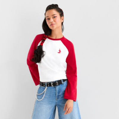 Joaquina for JCPenney Womens Juniors Crew Neck Long Sleeve T-Shirt