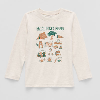 Okie Dokie Toddler & Little Boys Crew Neck Long Sleeve Regular Fit Graphic T-Shirt