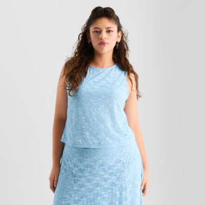 Joaquina for JCPenney Womens-Juniors Plus Boat Neck Tank Top