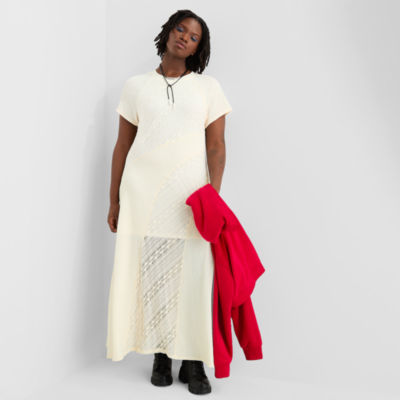 Joaquina for JCPenney Womens Juniors Plus Short Sleeve Maxi Dress