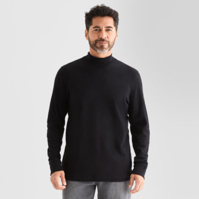 St. John's Bay Interlock Mens Long Sleeve Mock Neck Top