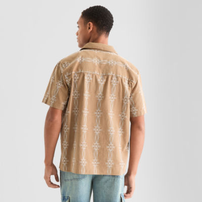 Arizona Mens Short Sleeve Fitted Sleeve Button-Down Shirt